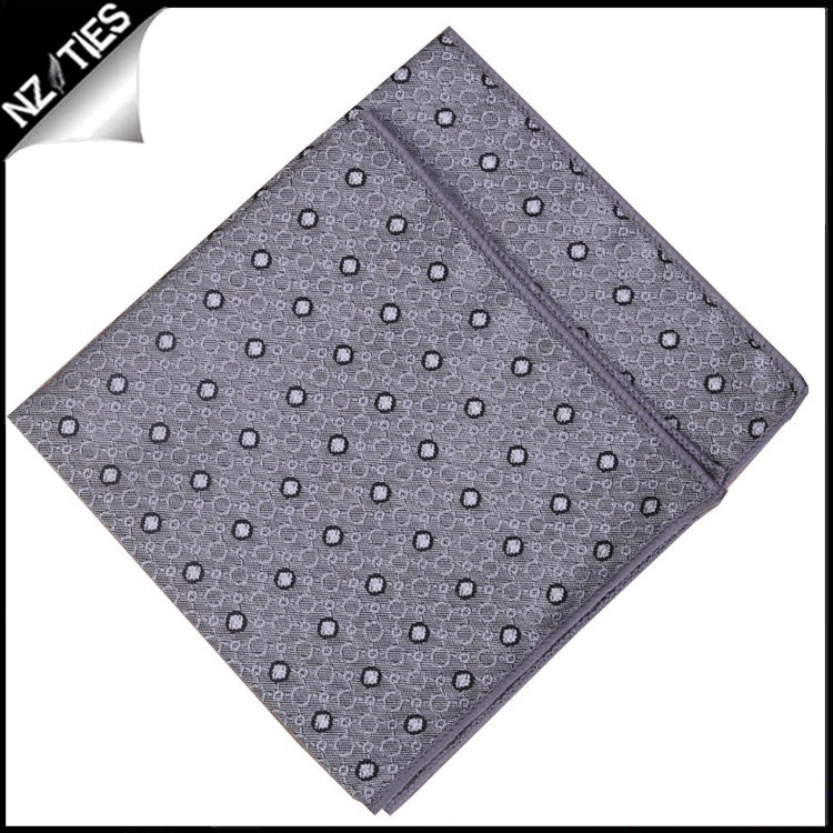 Silver with White Polka Dots Pocket Square