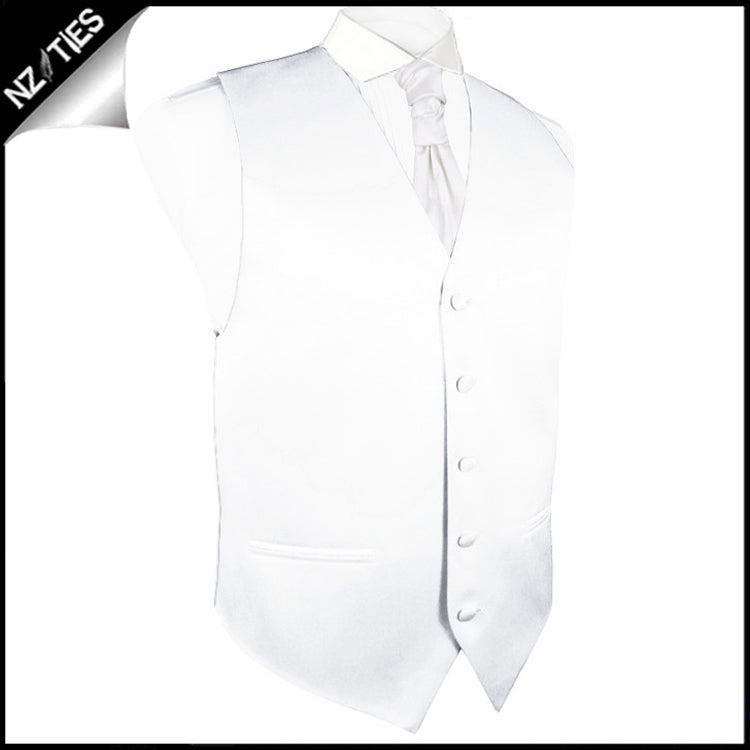 Mens White Waistcoat Vest 46" / 117cm MXL 2