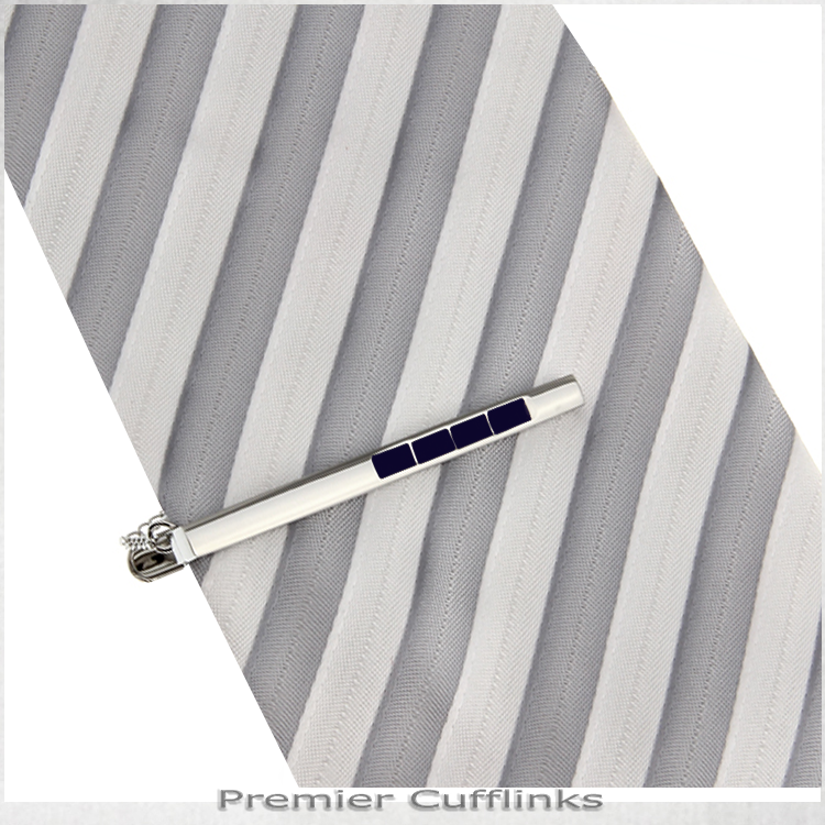 Silver with Sapphire Inset Tie Clip 2