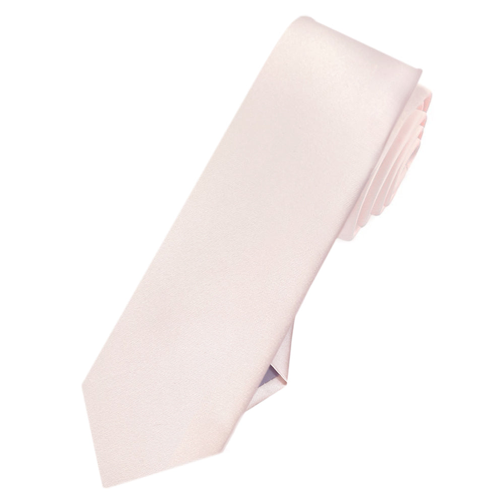 Mens Nude Pink Plain Skinny Necktie