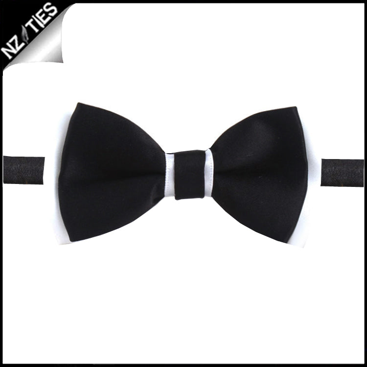 Boys Black with White Trim Bow Tie