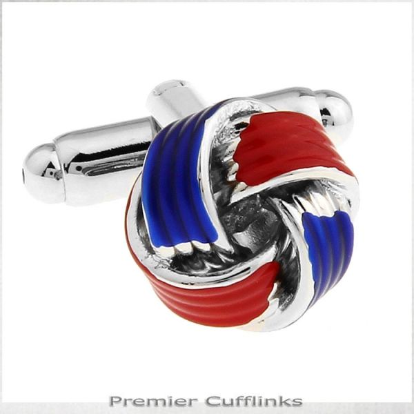 RED AND BLUE KNOT CUFFLINKS