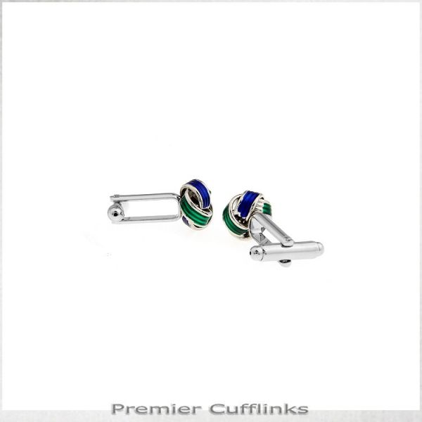 GREEN AND BLUE KNOT CUFFLINKS