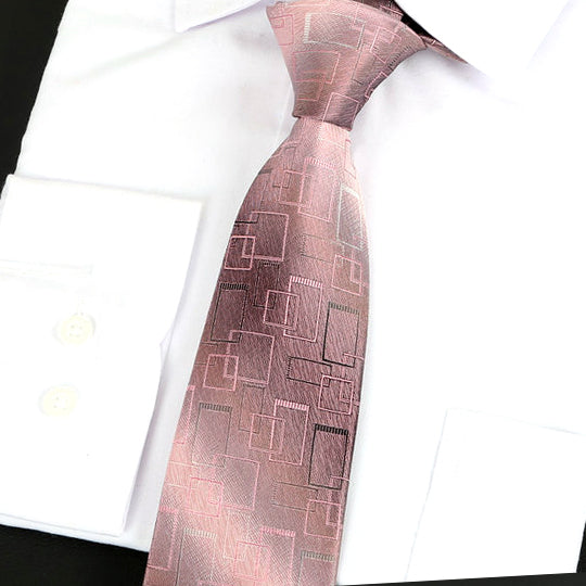 Blush with Art Deco Squares Silk Tie 2