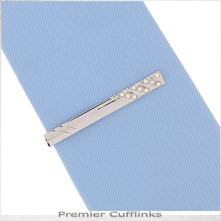 Silver Diamante Insets Tie Clip 2