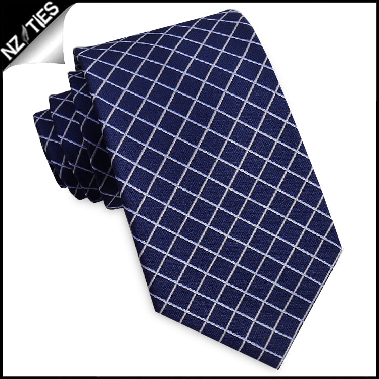 Dark Blue with White Diamonds Mens Necktie