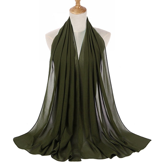 Dark Olive Green Bubble Chiffon Scarf