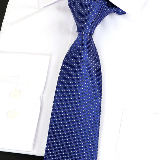 Mid Blue Check Pattern Silk Tie 2