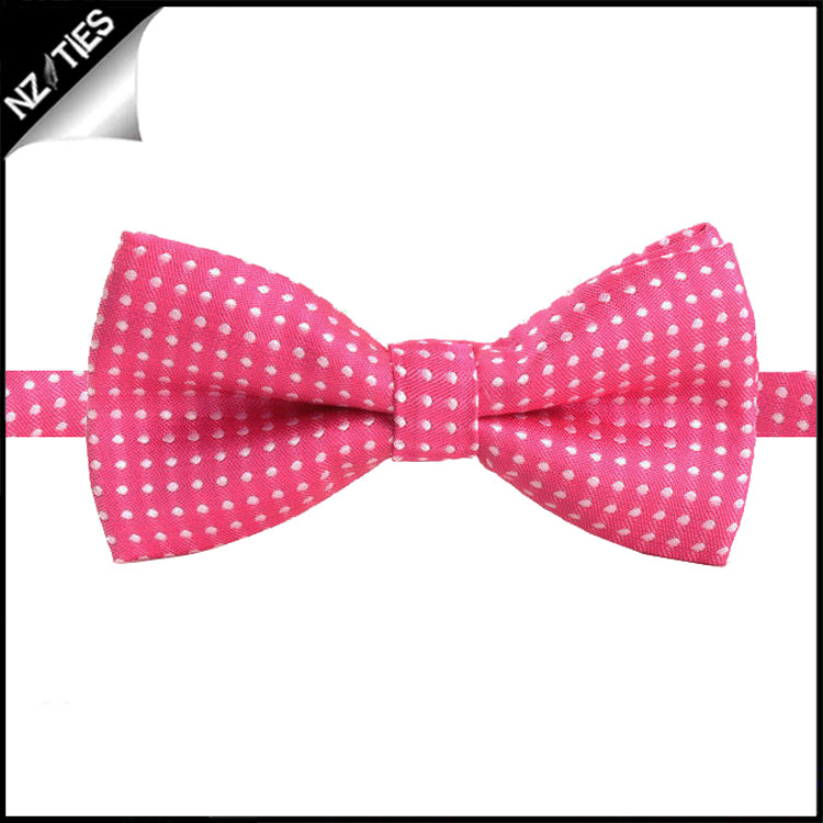 Boys Bright Hot Pink with White Polka Dots Bow Tie