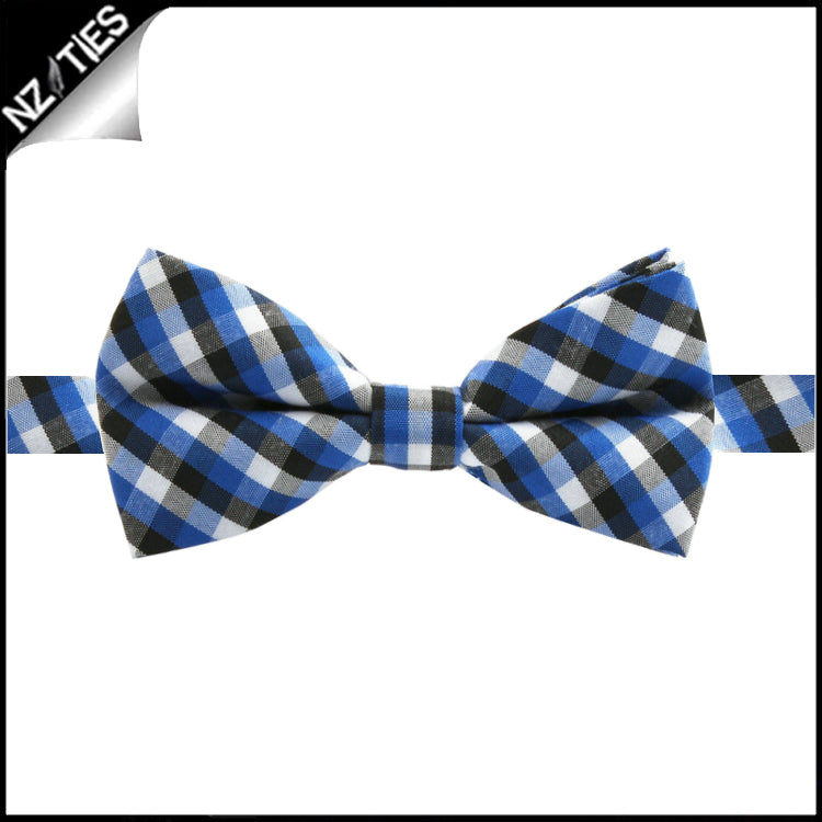 Boys Blue, Black and White Check Bow Tie