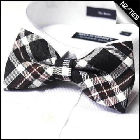 Mens Burgundy Black Tartan Bow Tie