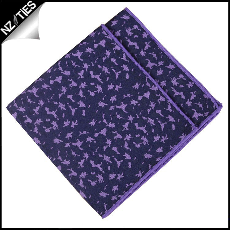 Navy with Purple Brocade Pocket Square