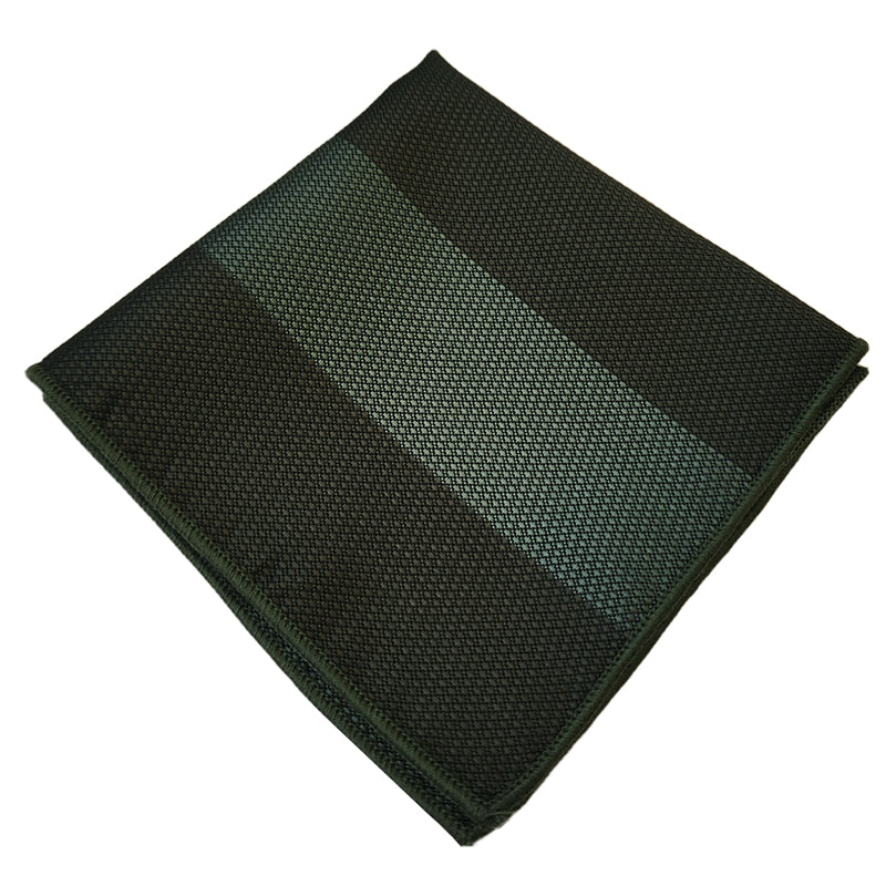 Dark and Mid Olive Thick Stripes Pocket Square