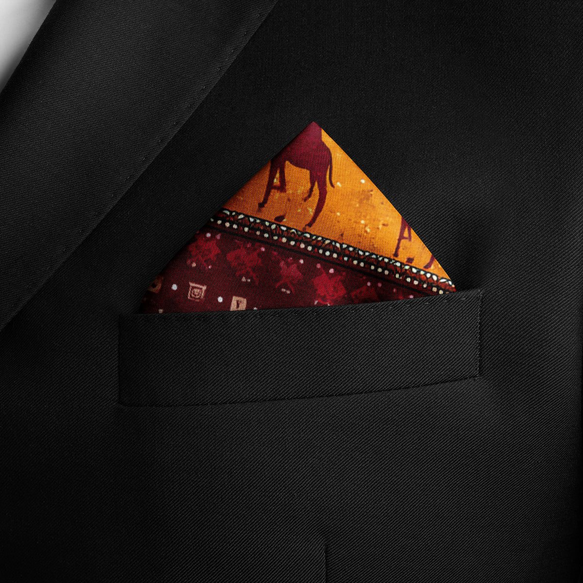 Genuine Silk Desert Caravan Nomadic Pocket Square
