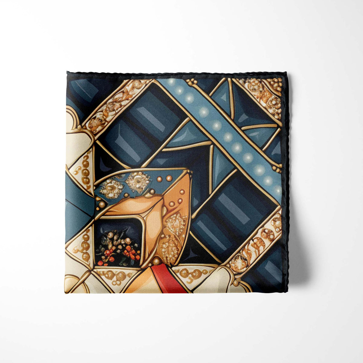 Genuine Silk Imperial Crown Jewel Mosaic Pocket Square