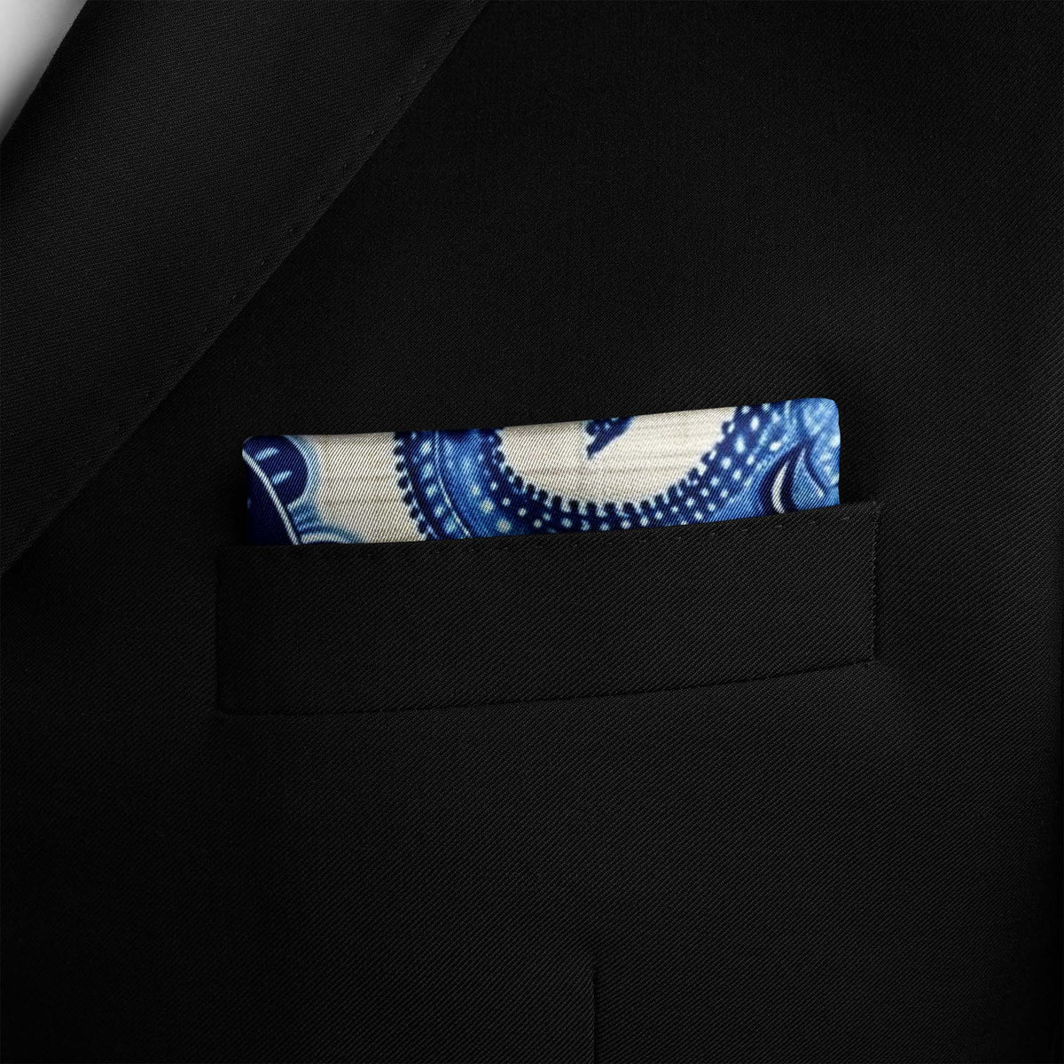 Genuine Silk Royal Blue Paisley Blossom Pocket Square