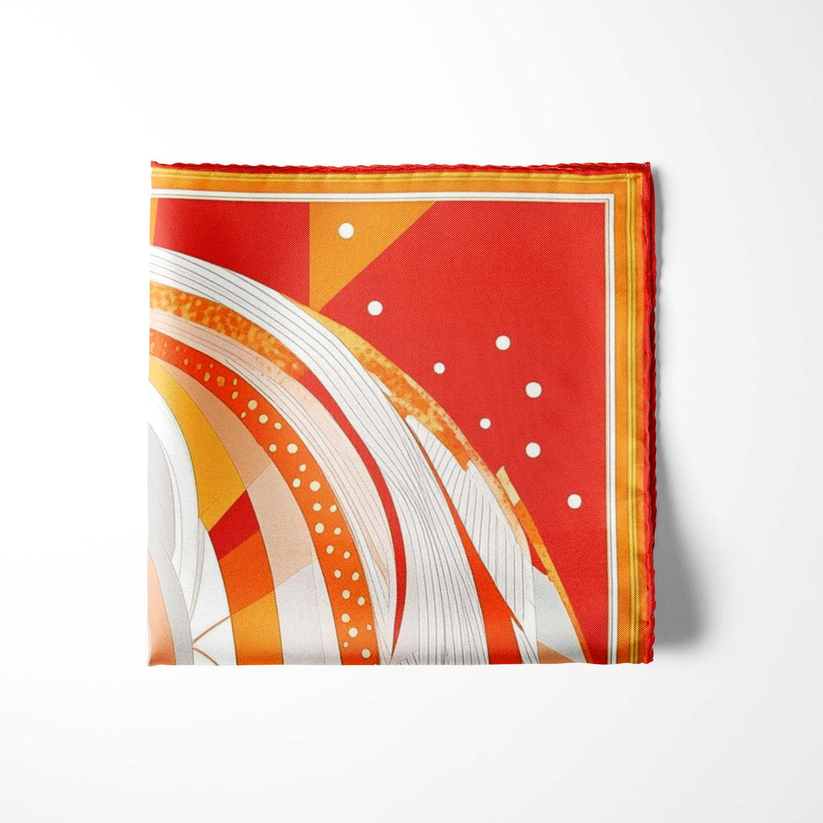 Genuine Silk Tangerine Mustang and Sunset Flow Pocket Square