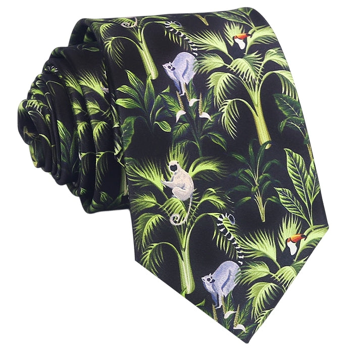 Jungle with Lemurs and Toucans Design Tie