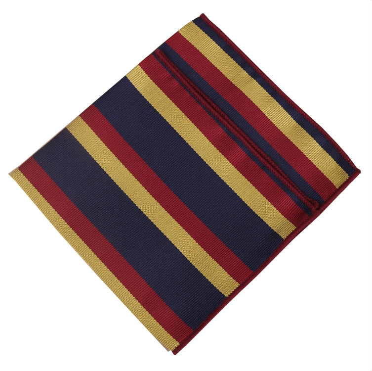 Navy with Red & Yellow Stripes Pocket Square