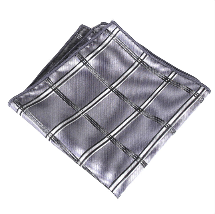 Silver Plaid Pocket Square
