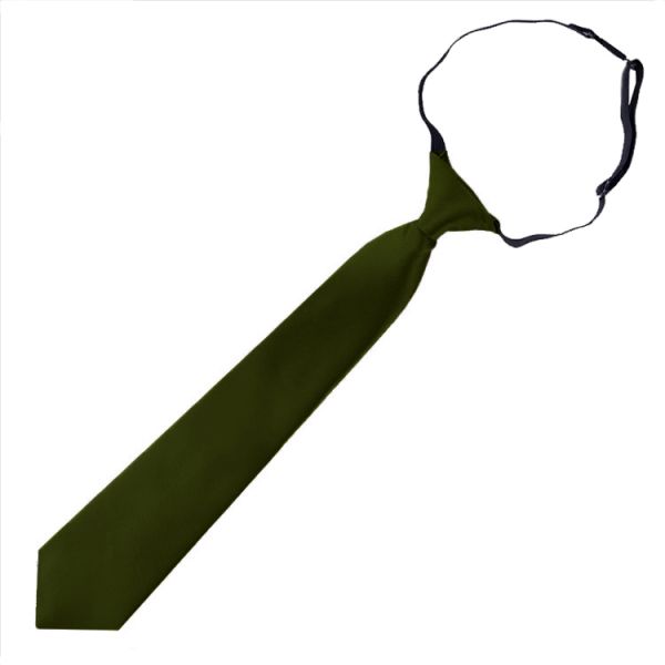 Boys Army Green Pre-Tied Elastic Tie