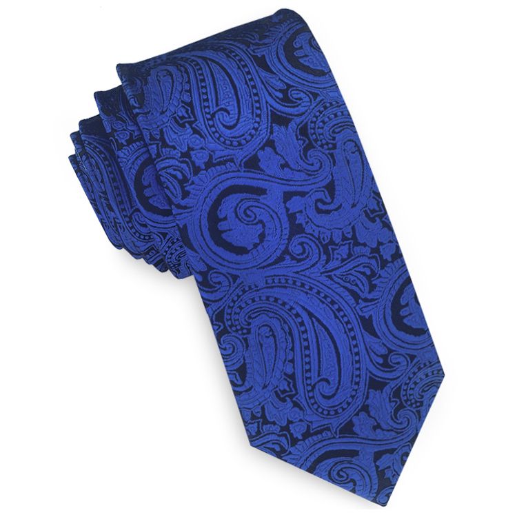 Blue & Black Paisley Mens Skinny Tie
