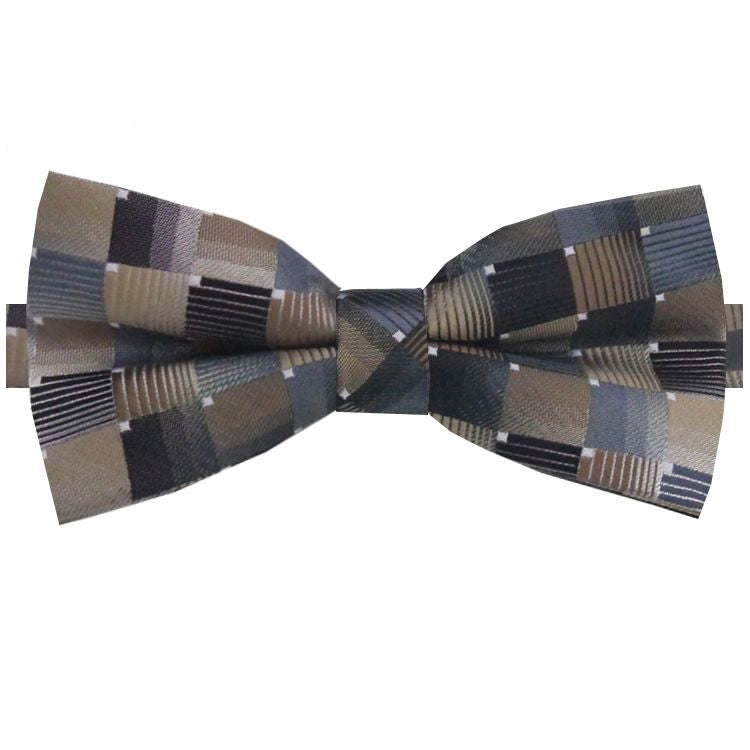 Bronze, Silver & Copper Check Bow Tie