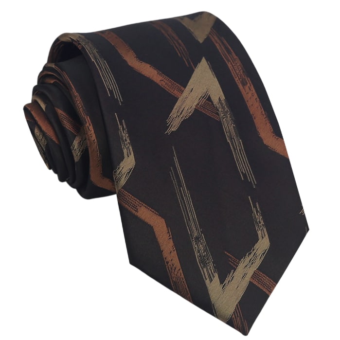 Brown, Tan & Orange Abstract Design Tie