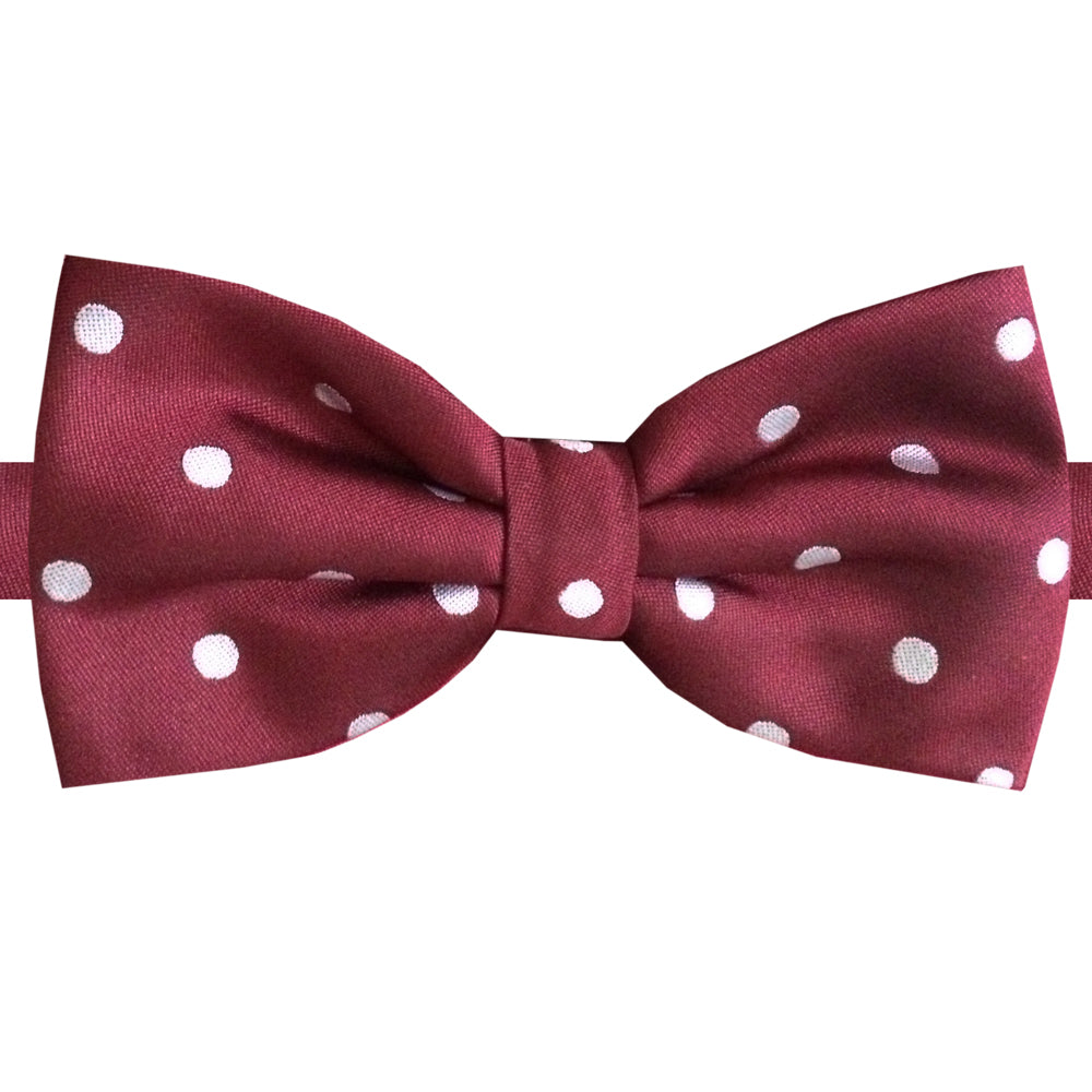 Burgundy Polka Dot Mens Bow Tie