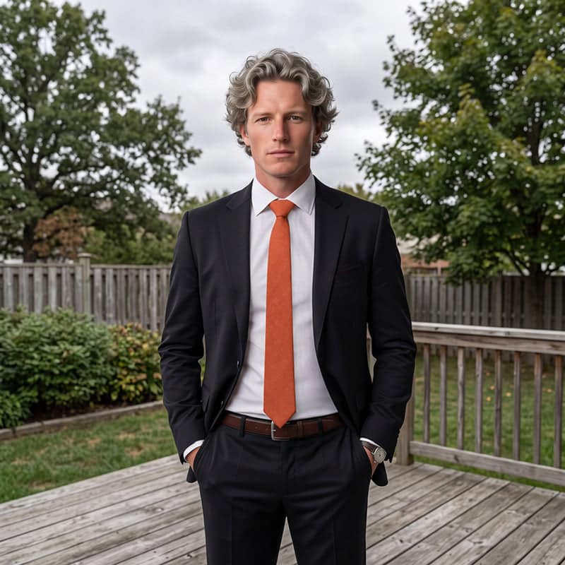 Burnt Orange Cotton Slim Tie
