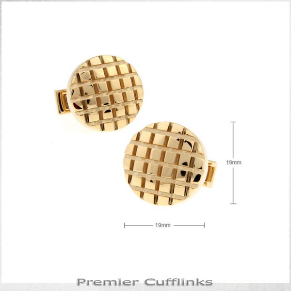 CIRCULAR GOLD WITH GRIDS CUFFLINKS