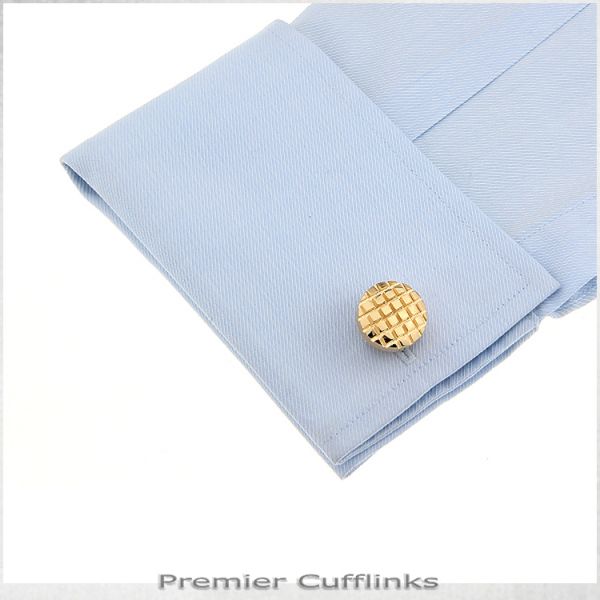 CIRCULAR GOLD WITH GRIDS CUFFLINKS