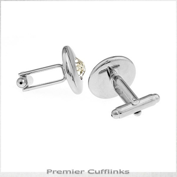 CLASSIC SILVER WITH CRYSTAL INSET CUFFLINKS