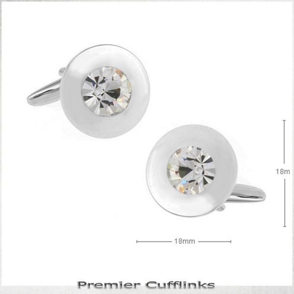 CLASSIC SILVER WITH CRYSTAL INSET CUFFLINKS