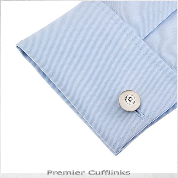 CLASSIC SILVER WITH CRYSTAL INSET CUFFLINKS