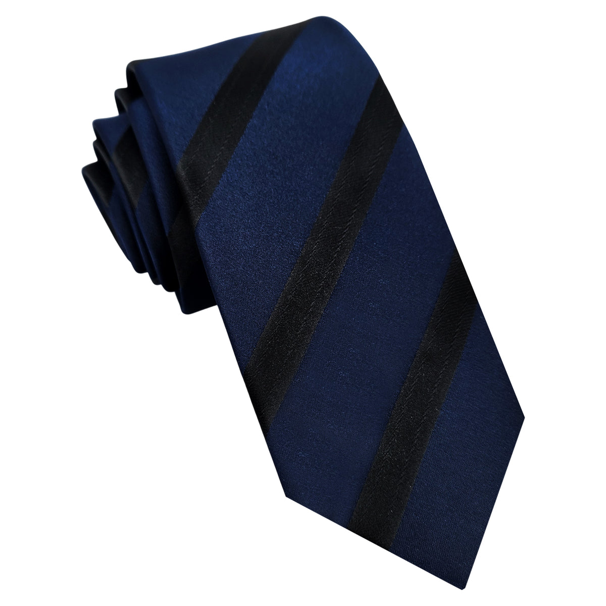 Dark Blue with Thin Black Stripes Skinny Tie