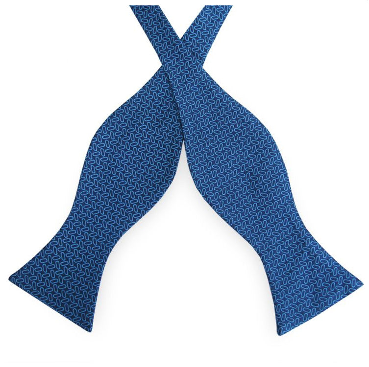 Dark Blue with Turquoise Pattern Self Tie Bow Tie