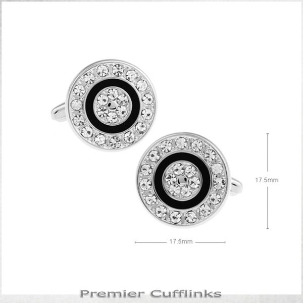 DIAMANTE WITH BLACK RING CUFFLINKS