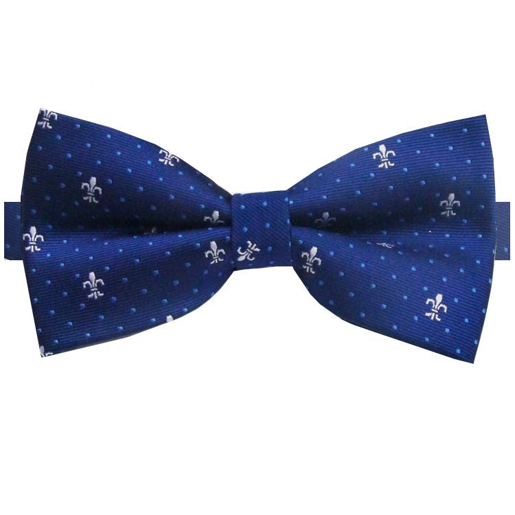 Navy With White Fleur De Lis Bow Tie