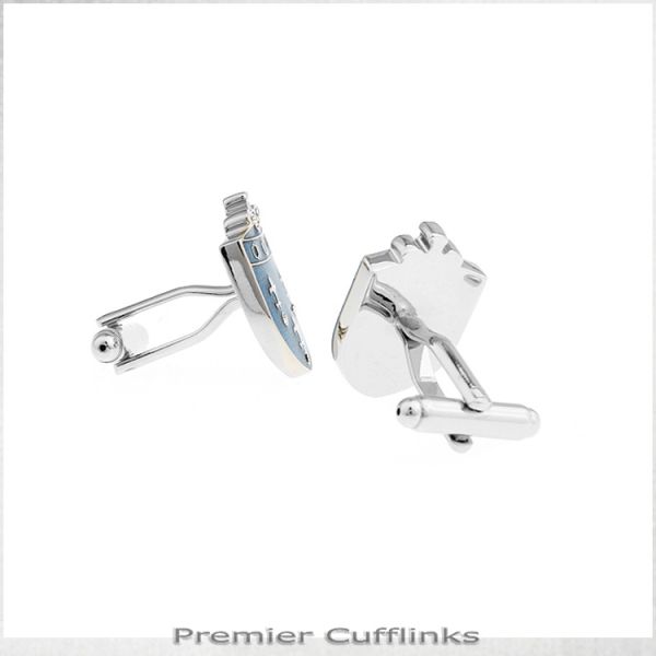FEUR DE LIS ON BLUE CREST CUFFLINKS