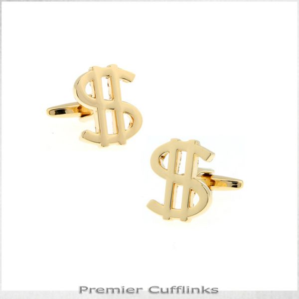 GOLD DOLLAR SIGN CUFFLINKS
