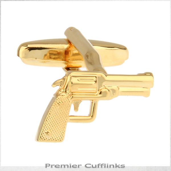 GOLD REVOLVER CUFFLINKS