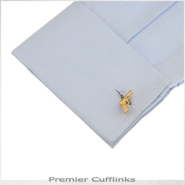 GOLD REVOLVER CUFFLINKS