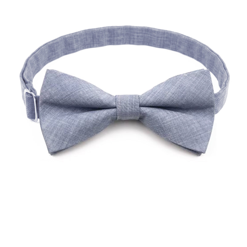 Boy's Light Blue Grey Cotton Bow Tie