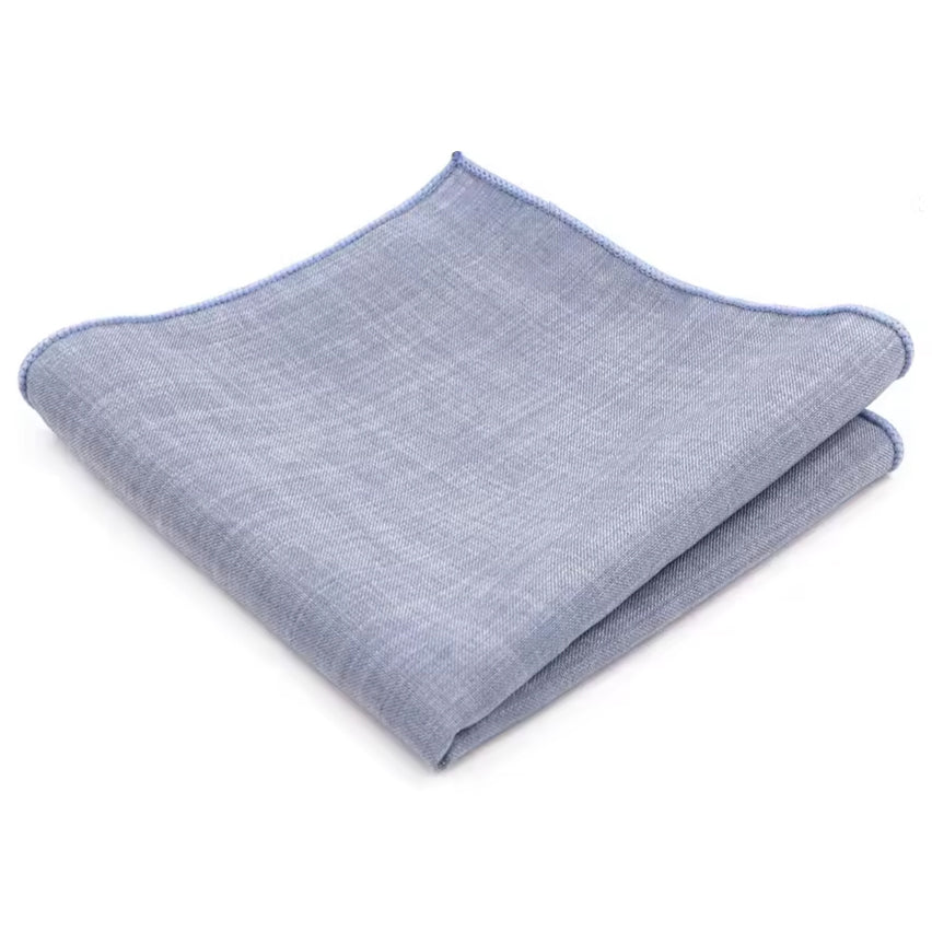 Light Blue Grey Cotton Pocket Square