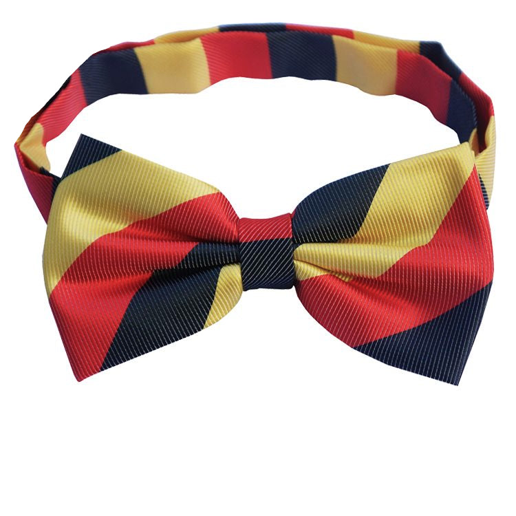 Mens Red, Black & Yellow Stripes Bow Tie