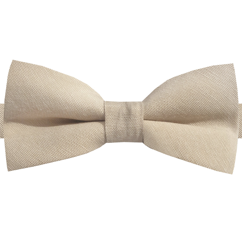 Mocha Light Beige Cotton Mens Bow Tie
