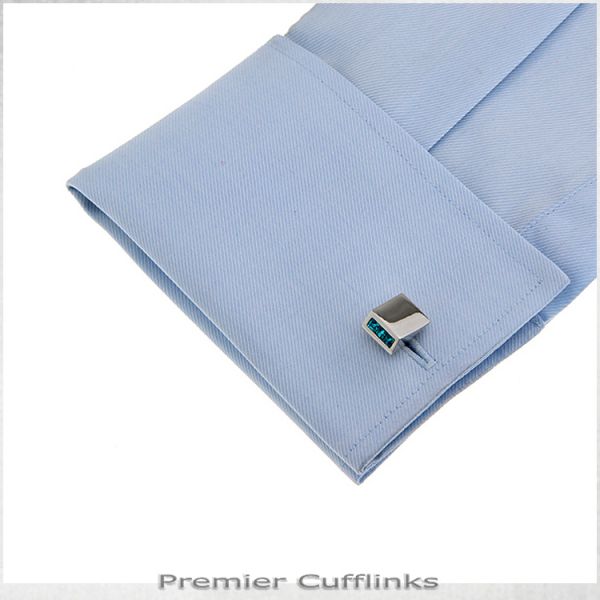 PRISM STUD WITH TURQUOISE INSET CUFFLINKS