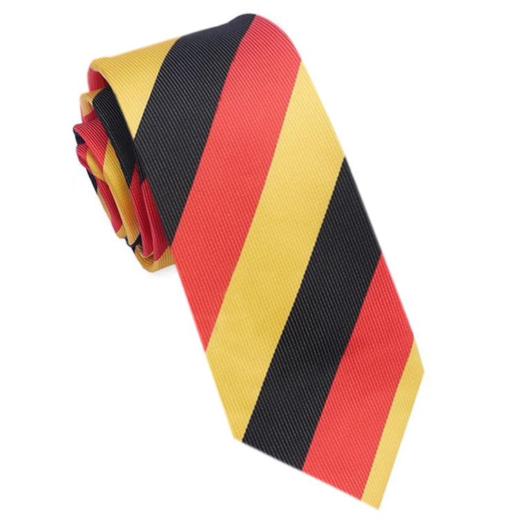 Red, Black and Yellow Stripes Skinny Tie