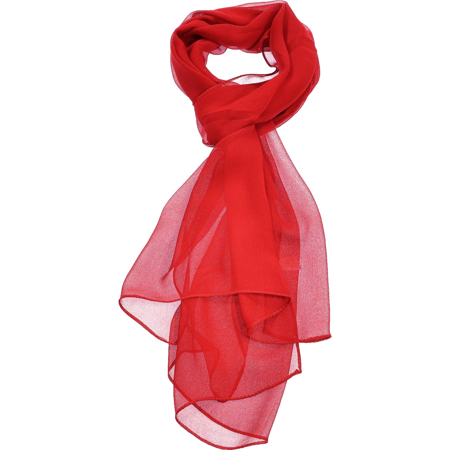 Bright Red Chiffon Scarf